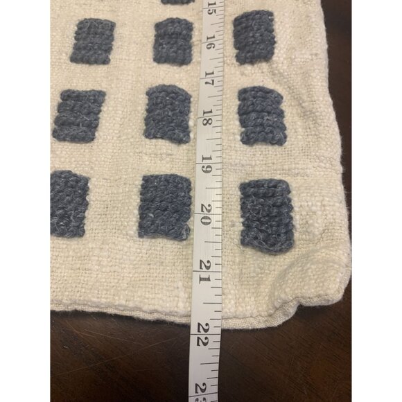 Serena & Lily Cotton Woven Checker Pillow Cover 21"x 22" Blue/White - Picture 7 of 8